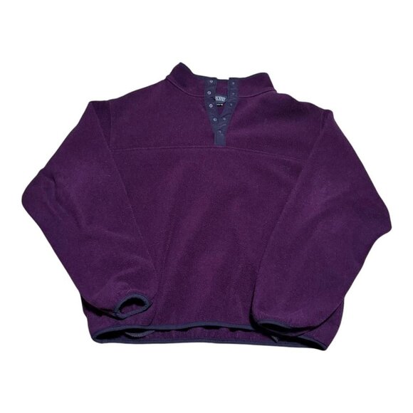 Vintage 90s Lands End Purple 1/4 Snap Pullover Fleece Sweatshirt Adult Large - Picture 1 of 4